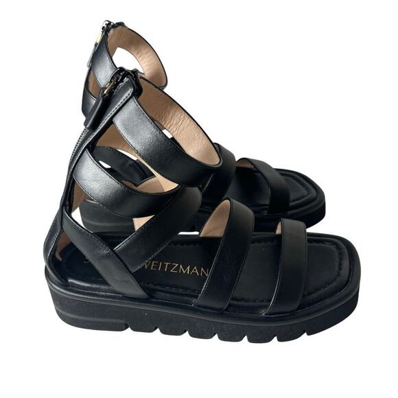 Stuart Weitzman Gala Lift Gladiator Sandal Black Size 5 - Picture 4 of 6